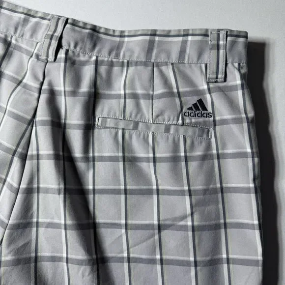 Adidas Shorts Mens 36 Gray Plaid Golf Preppy - Picture 11 of 16